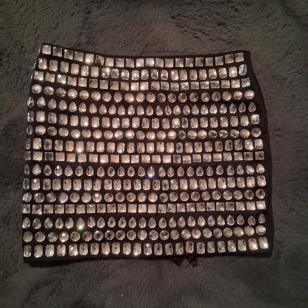 Black Skirt with Silver Rhinestones